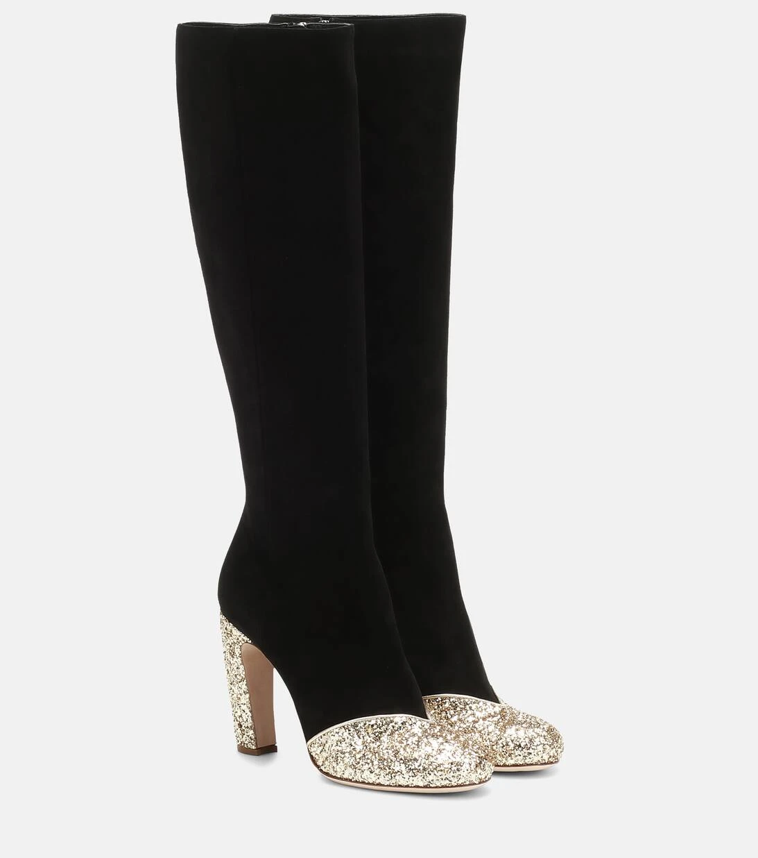 Miu Miu Stiefel Aus Veloursleder Mit Glitter 1 Miu Miu Stiefel Aus Veloursleder Mit Glitter