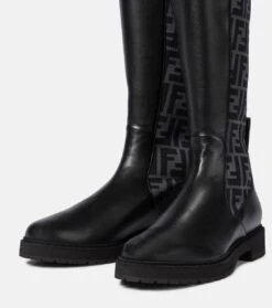 FENDI Stiefel FF Aus Leder Und Strick -Paris Texas Shoes Geschaft P00523391 d3