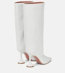 Amina Muaddi Stiefel Rain Aus Leder -Paris Texas Shoes Geschaft P00619156 d1