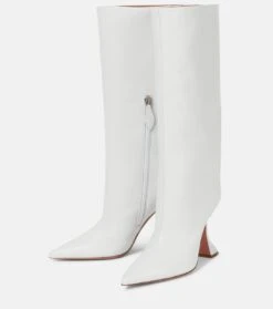 Amina Muaddi Stiefel Rain Aus Leder -Paris Texas Shoes Geschaft P00619156 d3