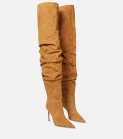 Amina Muaddi Overknee-Stiefel Jahleel Aus Veloursleder