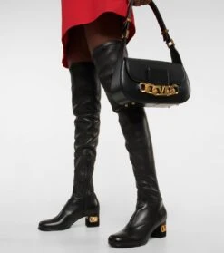 Valentino Garavani Overknee-Stiefel VLogo Aus Leder -Paris Texas Shoes Geschaft P00693266 d2