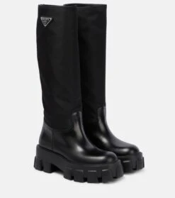 Prada Stiefel Aus Leder Und Nylon