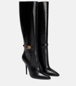 Versace Stiefel Safety Pin Aus Leder