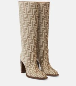 FENDI Jacquard-Stiefel Cut FF