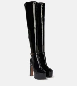 Valentino Garavani Overknee-Stiefel Tan-Go Aus Lackleder