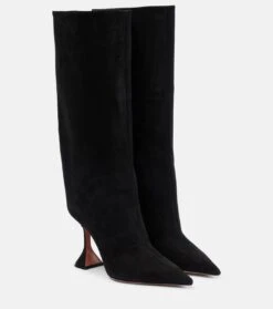 Amina Muaddi Stiefel Fiona Aus Veloursleder