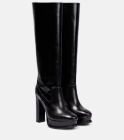 Alexander McQueen Stiefel Aus Leder Mit Plateau