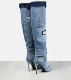 Dolce & Gabbana Stiefel Cardinale Aus Denim -Paris Texas Shoes Geschaft P00770022 d1