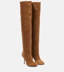 ALAIA Overknee-Stiefel Fluide 90 Aus Veloursleder