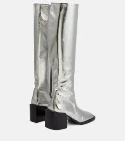 Jil Sander Stiefel Aus Metallic-Leder 8 Jil Sander Stiefel Aus Metallic-Leder -Paris Texas Shoes Geschaft P00775018 d1