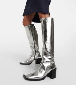 Jil Sander Stiefel Aus Metallic-Leder 9 Jil Sander Stiefel Aus Metallic-Leder -Paris Texas Shoes Geschaft P00775018 d2