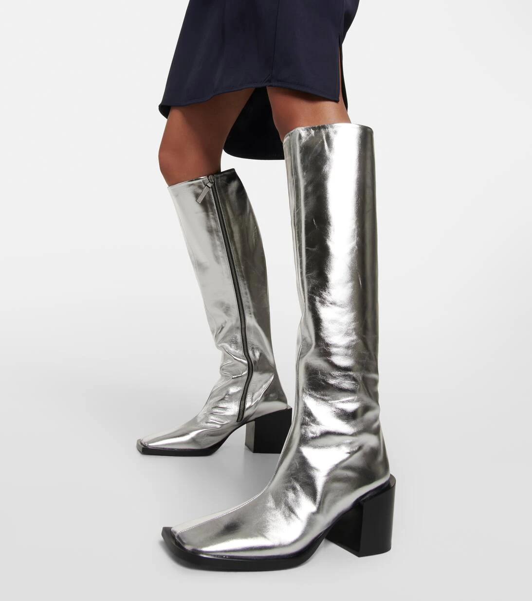 Jil Sander Stiefel Aus Metallic-Leder 4 Jil Sander Stiefel Aus Metallic-Leder – Bild 4