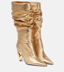 JW Anderson Stiefel Chain Aus Metallic-Leder