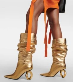 JW Anderson Stiefel Chain Aus Metallic-Leder 9 JW Anderson Stiefel Chain Aus Metallic-Leder -Paris Texas Shoes Geschaft P00775284 d2